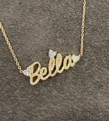 DOREMI Cursive Classic Customized Name Necklace Heart Zircon Crystal Full Letters Necklace Gift Jewelry Custom Necklace