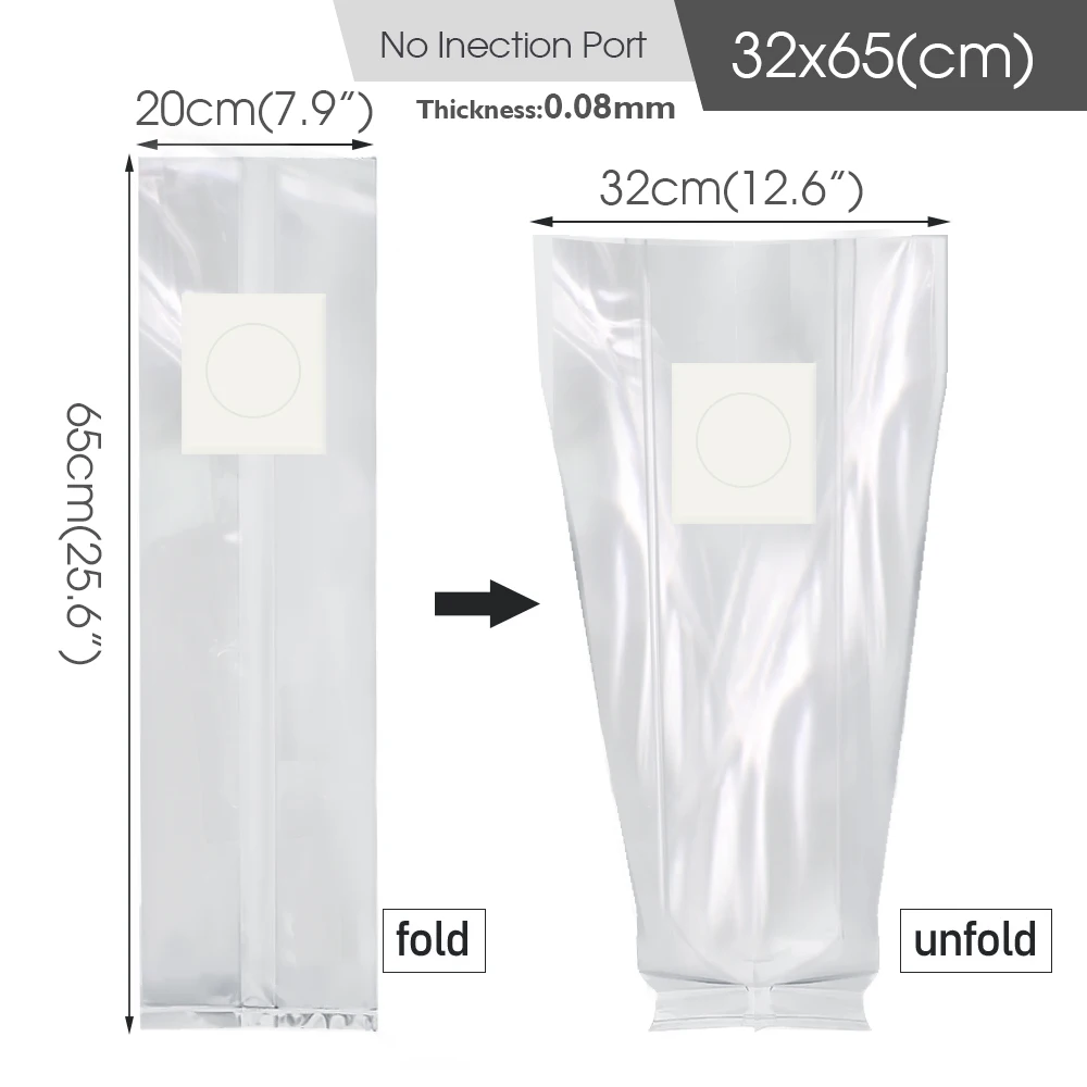 0,08mm PP Pilzbrut-Beutel mit 0,2µm Filter für Farmen, autoklavierbarer Substrat-Beutel, sterilisierter Getreidebeutel mit Injektionsöffnung