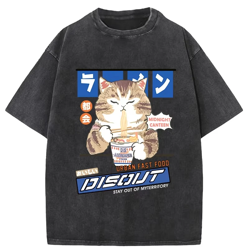 T-shirt da uomo in cotone 100% ℅ Culotte giapponese da uomo, blusa masculina, stile Cat Anime Graphic, top estivi oversize, abbigliamento maschile