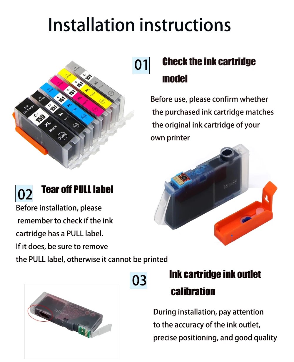 Einkshop PGI150 CLI151 Compatible Ink Cartridge PGI 150 CLI 151 for Canon PIXMA MG7510 IP7210 IP8710 MX721 Ix6810 Printer view 4