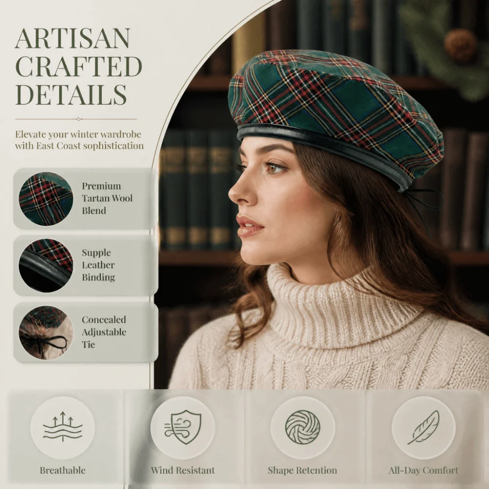 Cute British Style Tartan Plaid Beret Y2K Drawstring Newsboy Cap Korean Retro Octagonal Hat Autumn