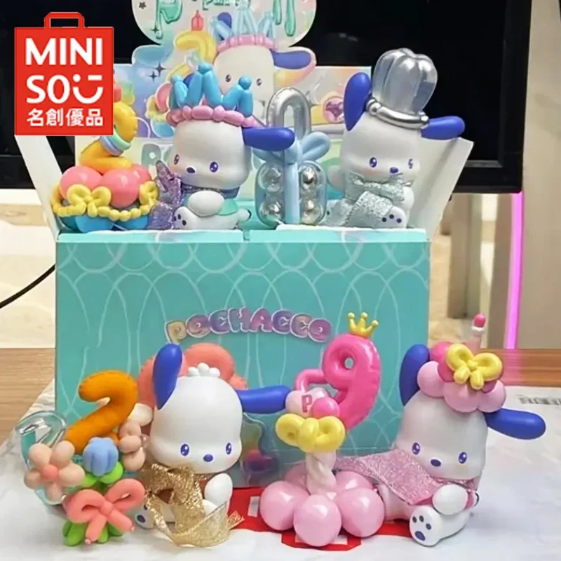 Miniso Pochacco Balloon Party Series Blind Box Anime Mysterious Surprise Box Figure Model Pvc Statue Doll Pochacco Birthday Gift