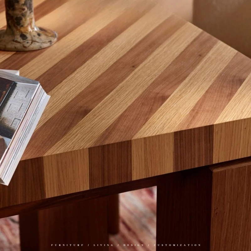 Medieval solid wood dining table, designer artistic creativity, rectangular log table, retro and simple, household long table