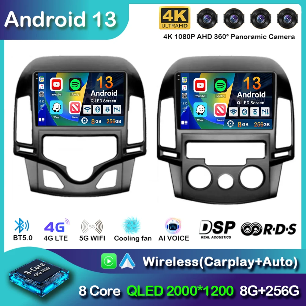 

Android 14 Carplay Auto 4G+WIFI For Hyundai I30 2006 2007 2008 2009 2010 2011Car Radio Multimedia Player 360 Camera No 2Din DVD