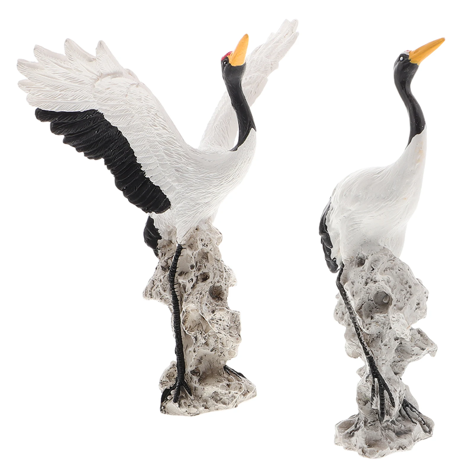 

2pcs Simulated Crane Ornaments Resin Bird Sculptures Home Decor Bird Garden Statues Garden Statue Landscape Figurine
