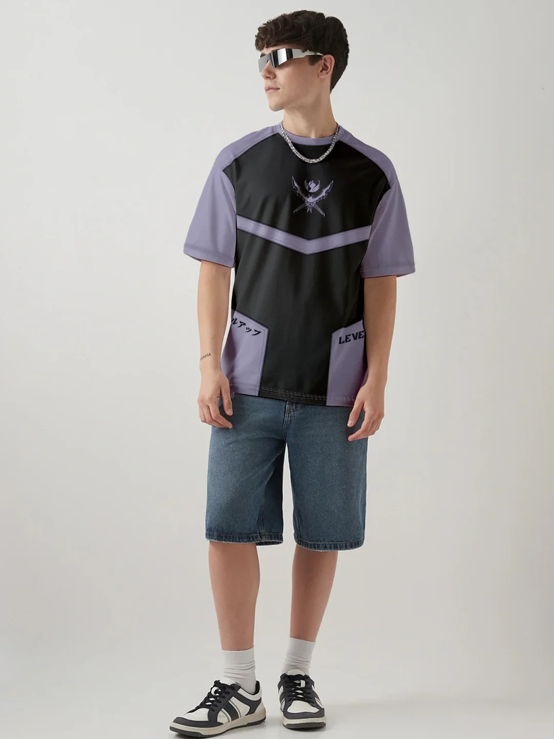 2025 تي شيرت Shadow Monarch فضفاض مطبوع بأكمام قصيرة للرجال والنساء، تي شيرت عصري على الطراز الكوري للصيف الجديد