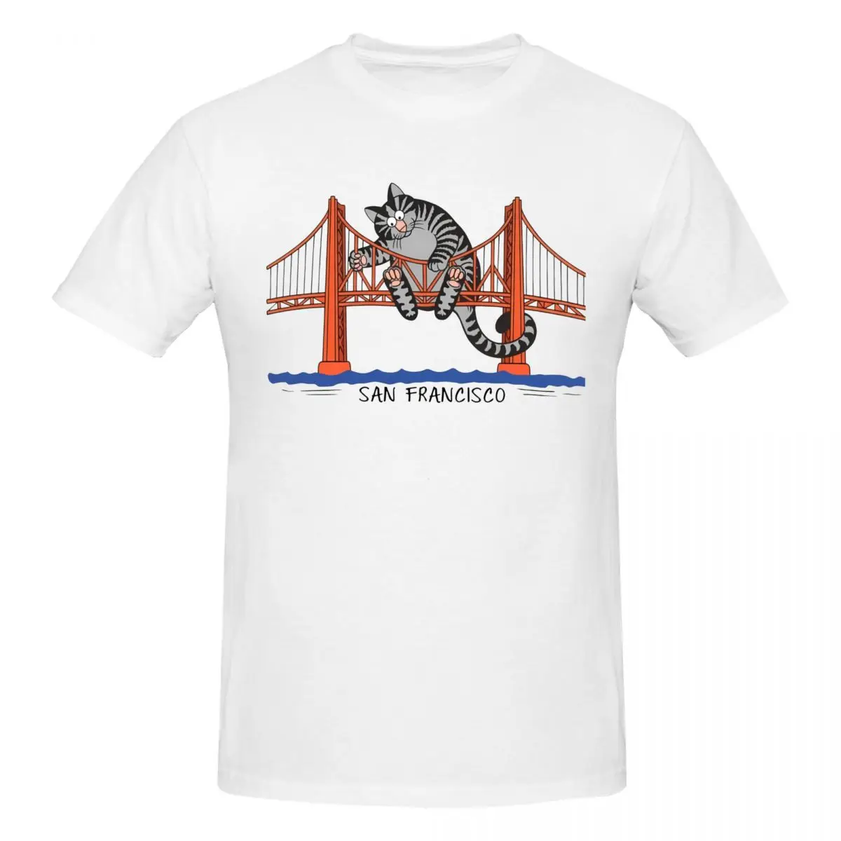 Men Ryan Gosling Cat Shirt Funny Golden Gate Bridge Cat Graphic Fun T Shirt Streetwear Cotton Men Clothing