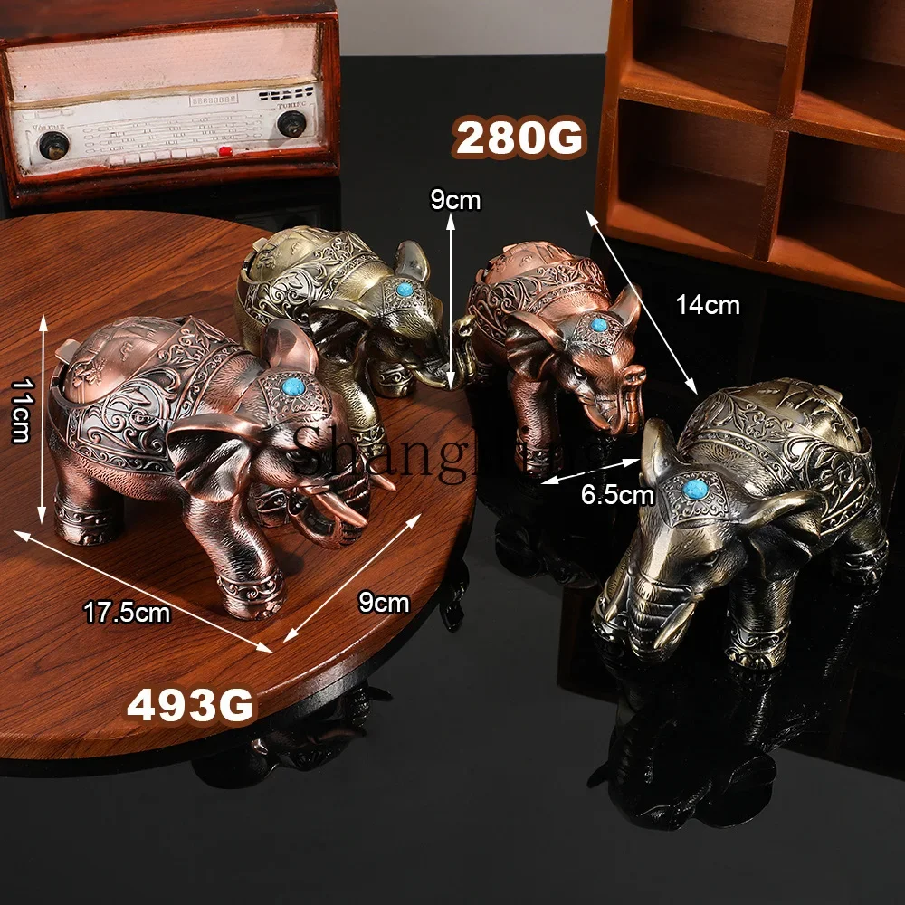 CL Elephant ashtray Metal ashtray Large ashtray with lid Household anti-fly ash ornament