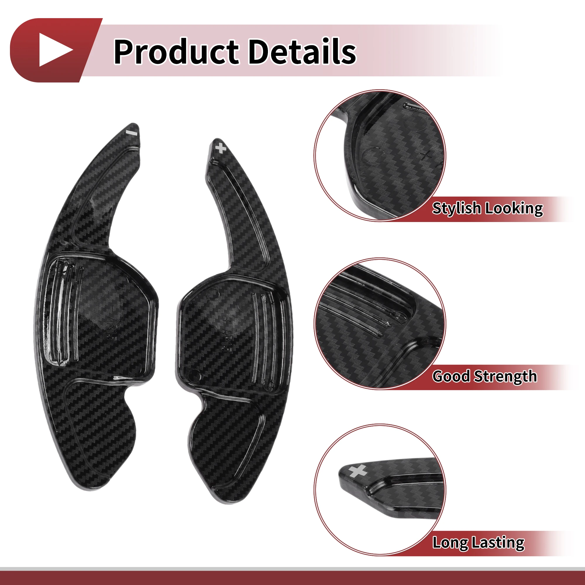 UXCELL 1 set zwarte kunststof stuurwielpeddels voor Audi A3 13-16