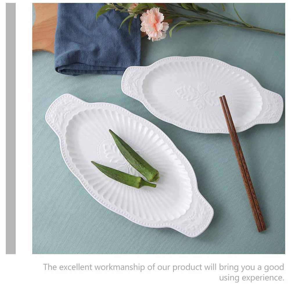 

Ceramic Food Plate Creative Fish Design Easy Clean Maintain Noble Atmosphere Elegant Style Home Kitchen Tableware