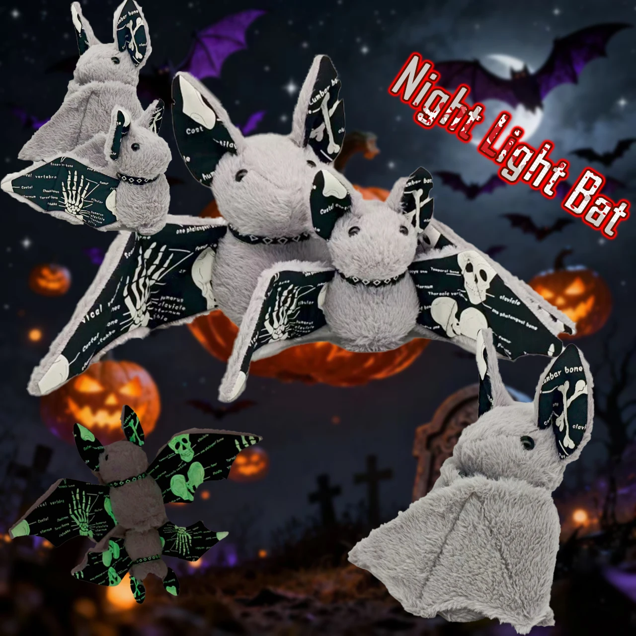 

Новинка 2025 года, плюшевые игрушки летучей мыши на Хэллоуин, милые мультяшные серые летучие мыши, мягкие куклы, кавайные животные, мягкие игрушки, украшение для Хэллоуина