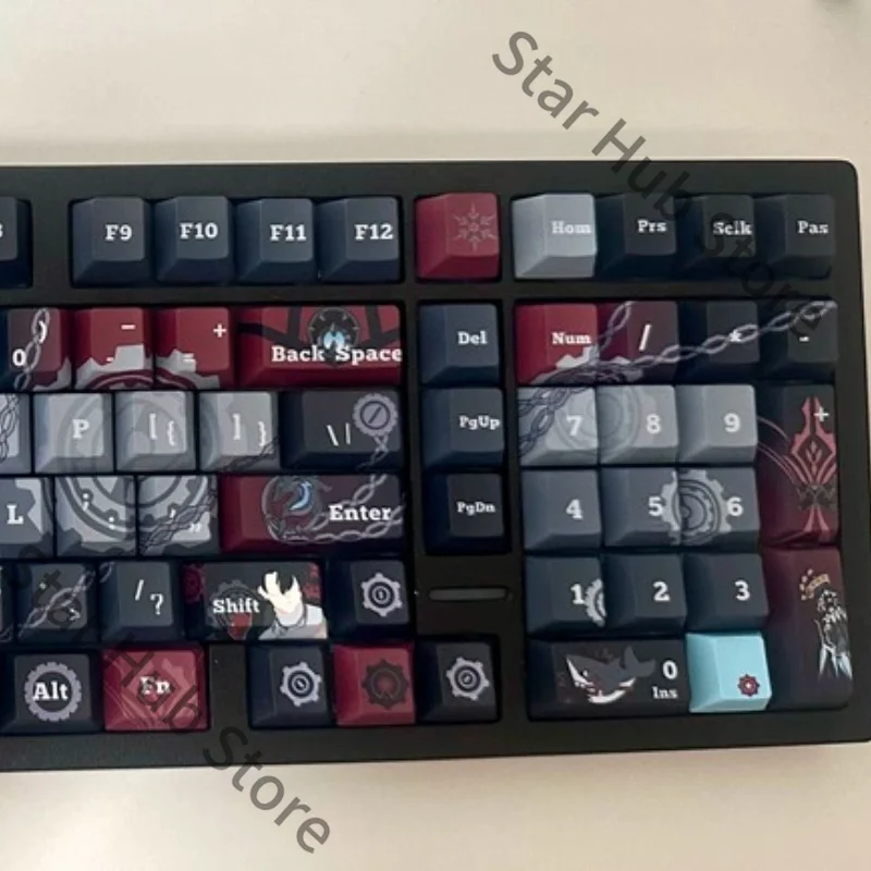 Genshin Impact Wriothesley Cosplay Anime PBT Keyboard Cap Kforce Front Light Transmission Original Keycap Desktop Ornament Game view 6