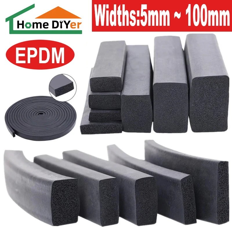 

Black Square Sponge Strip Black EPDM Foam Rubber Gasket Cabinet Door Trim Seal Thickness1.5/2/3/4/5/6/7/8/10/12/15/20~50mm