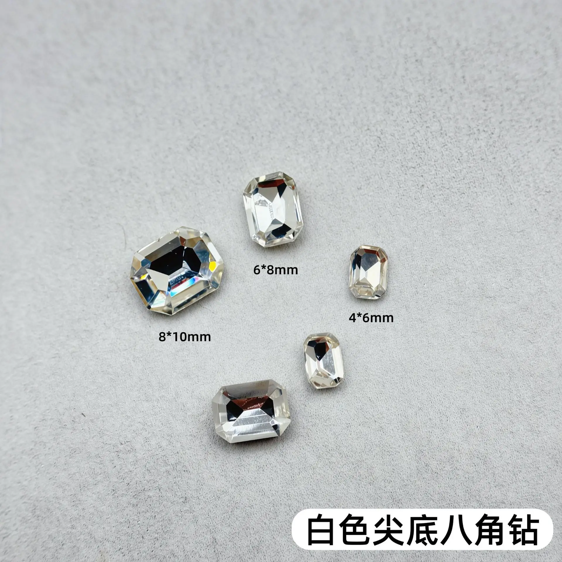 50Pcs Multicolor Octagon Pointed Nail Gems Mixed Sugar Cube Rhinestones Sparkling Mahjong Nail Art Decor for Glamorous Manicures