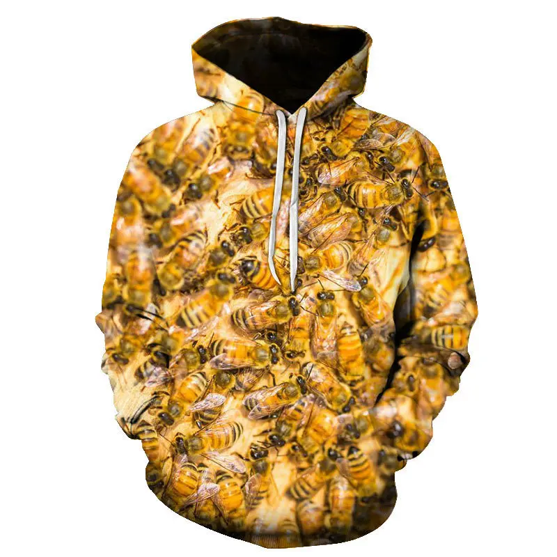 Funny HoneyComb Bee 3D Print Hoodies Men Women Casual Hooded Sweatshirts Oversized Pullover Streetwear Kids Tops Unisex Clothing