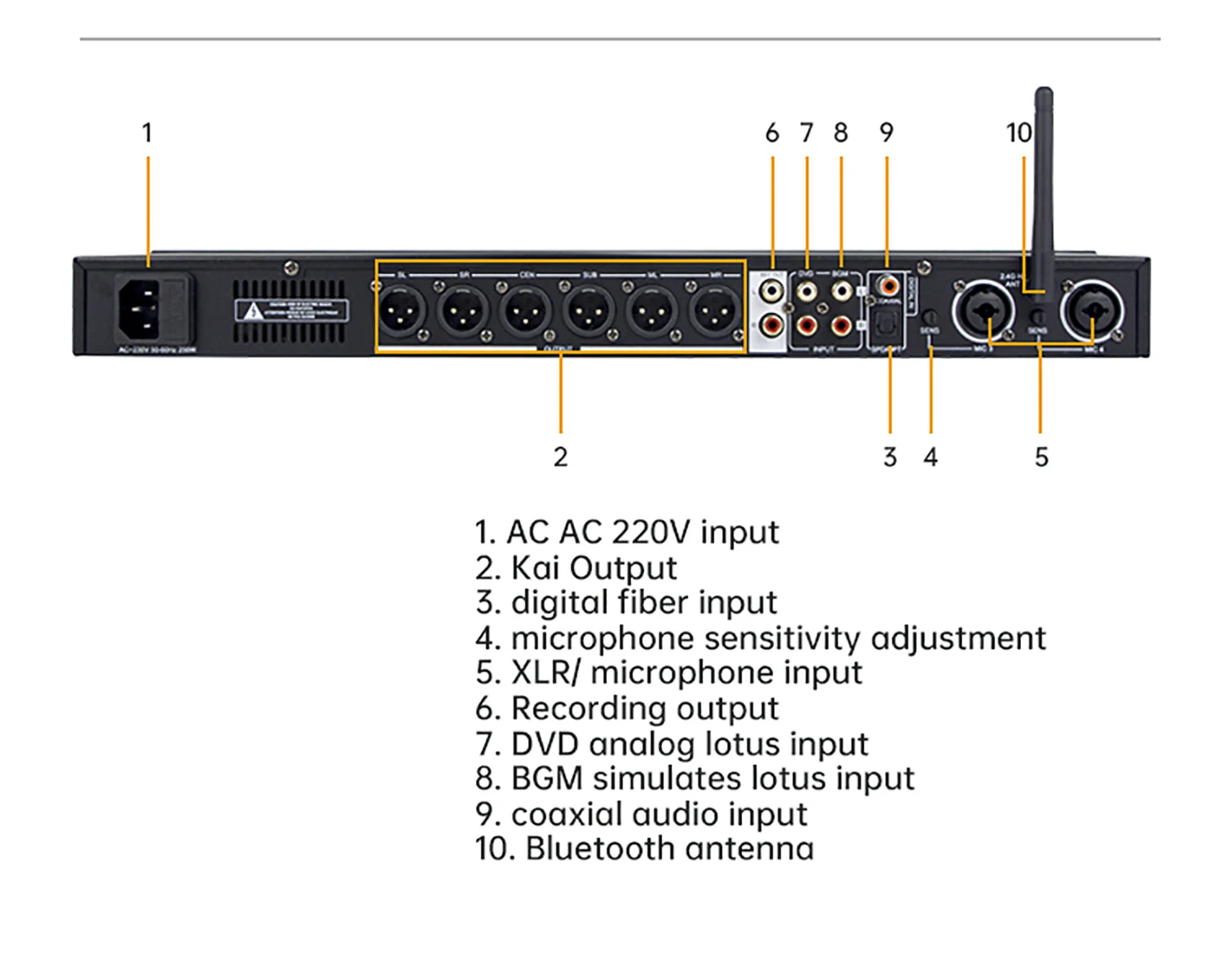 GAX-KT900S New Design Professional Sound Equipment Microphone reverberator with remote control BT Digital Audio Processor