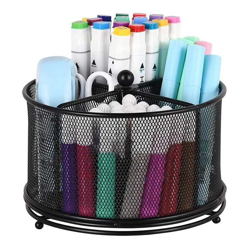 360 Degree Rotating Pen Holder Manager, Art Supplies Storage Manager (With 4 Compartments)