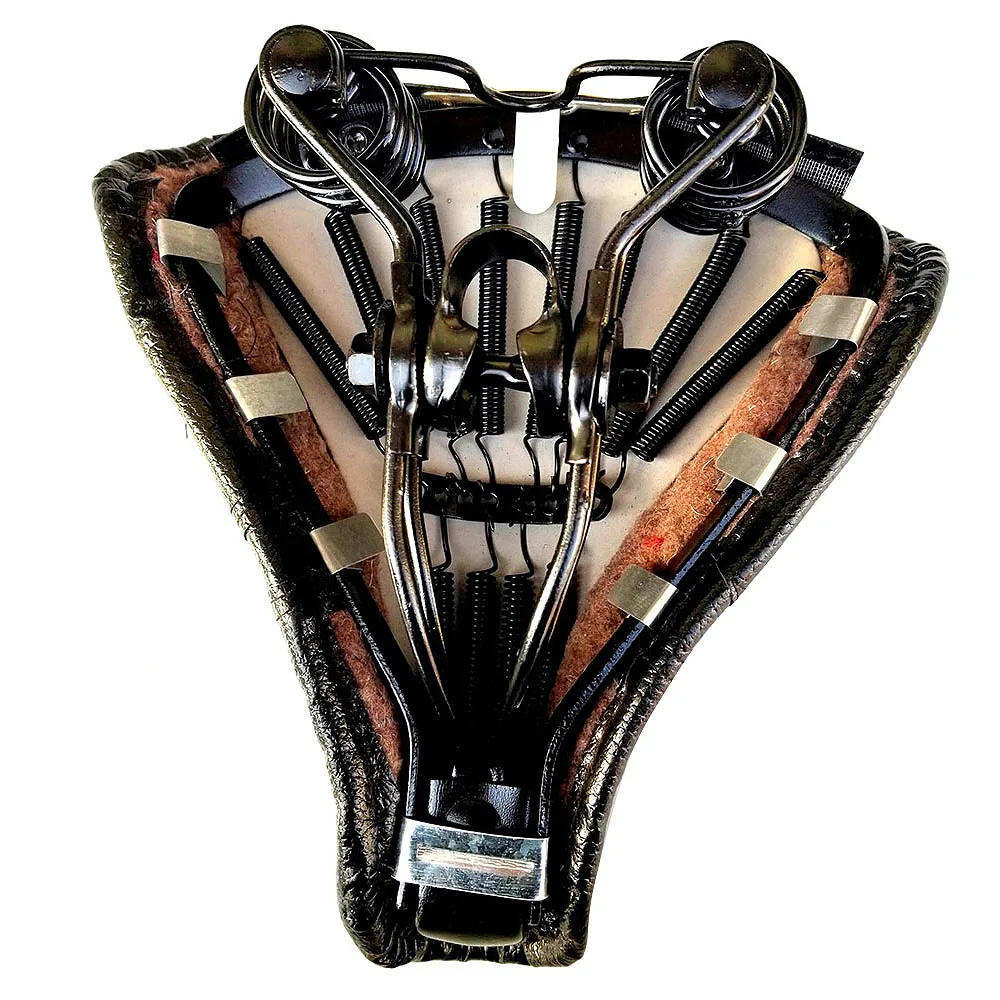 SMIEA خمر فو الجلود دراجة السرج برشام Sprung الربيع دراجة الدراجات وسادة مقعد أسود لدراجة الطريق MTB