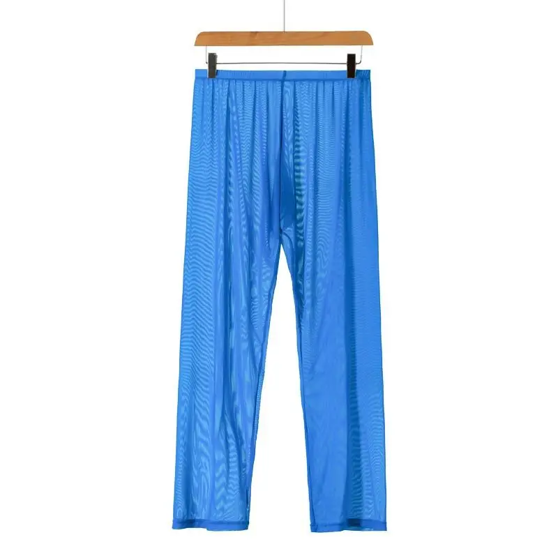 Fjadt-Pantalon de pyjama une pièce en maille translucide pour homme, bas audit, sexy, neuf points, à la mode, américains, yoga, 2023