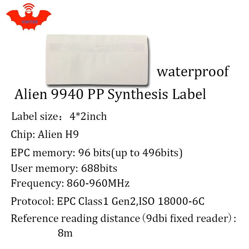 Uhf Rfid Tag Sticker Alien 9940 Pp Synthetisch Label 915Mhz 900Mhz 868Mhz Higgs3 Epcc1g2 6c Smart Adhesive Passieve Rfid Tags Label