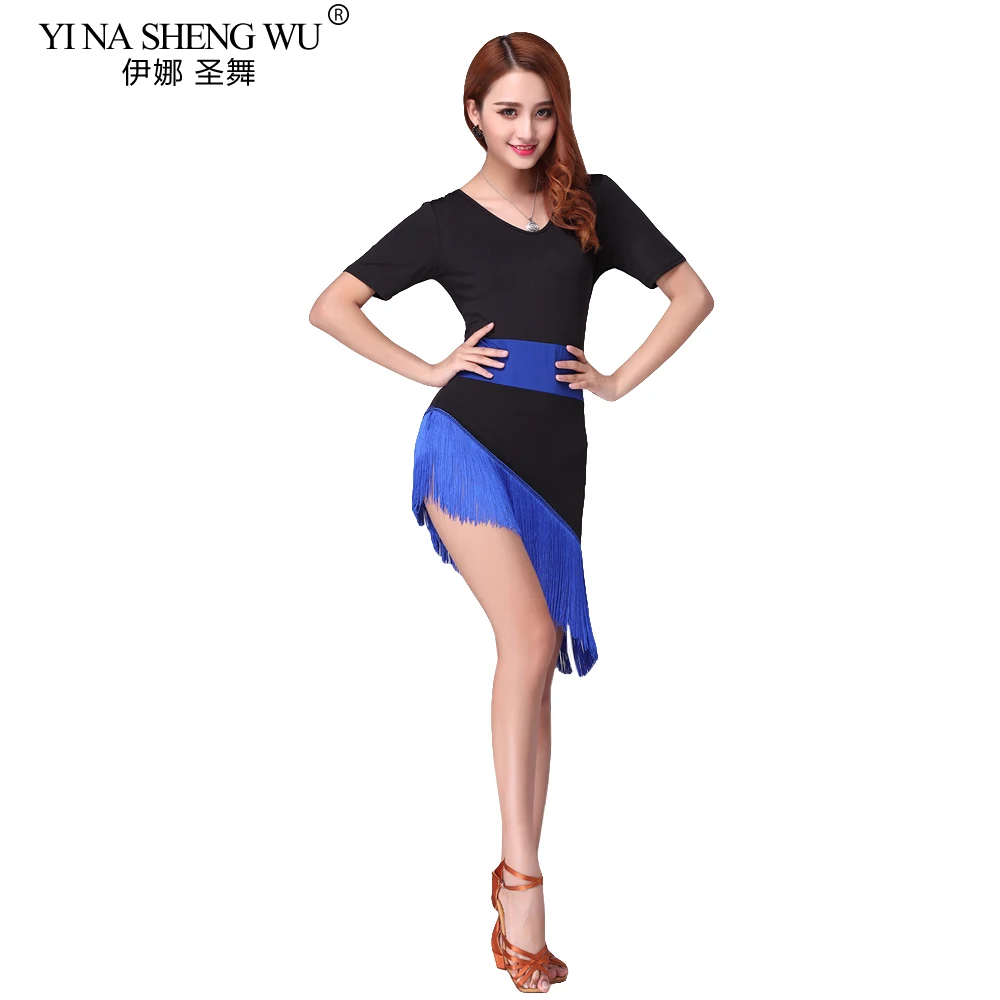 Jupe à franges de danse latine, vêtements de scène pour pratique de la danse latine, en Fiber de lait, à manches courtes, pour femmes adultes, nouvelle collection