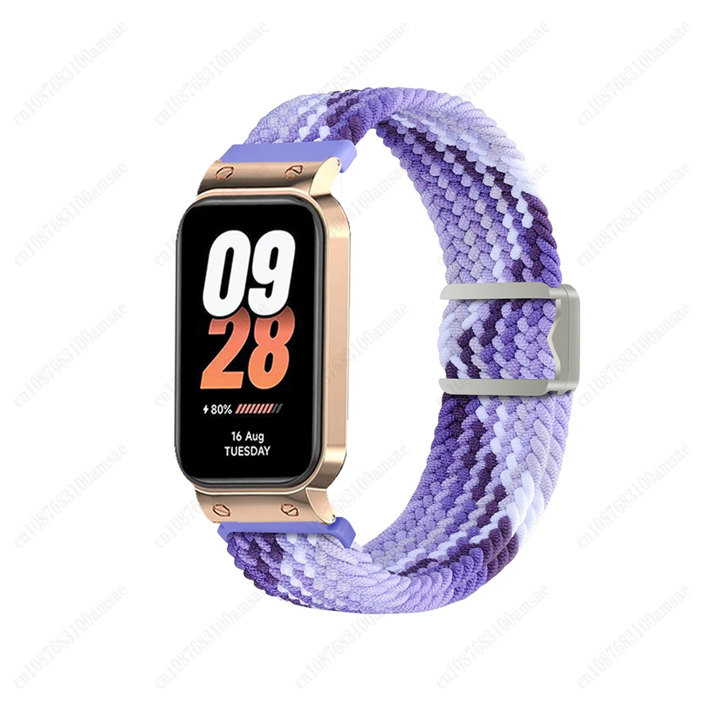 Metal shell + Magnetic Nylon Loop Bracelet For Xiaomi Mi Band9 Active Strap Replacement Correa For Redmi Band 3 Smart Wristband