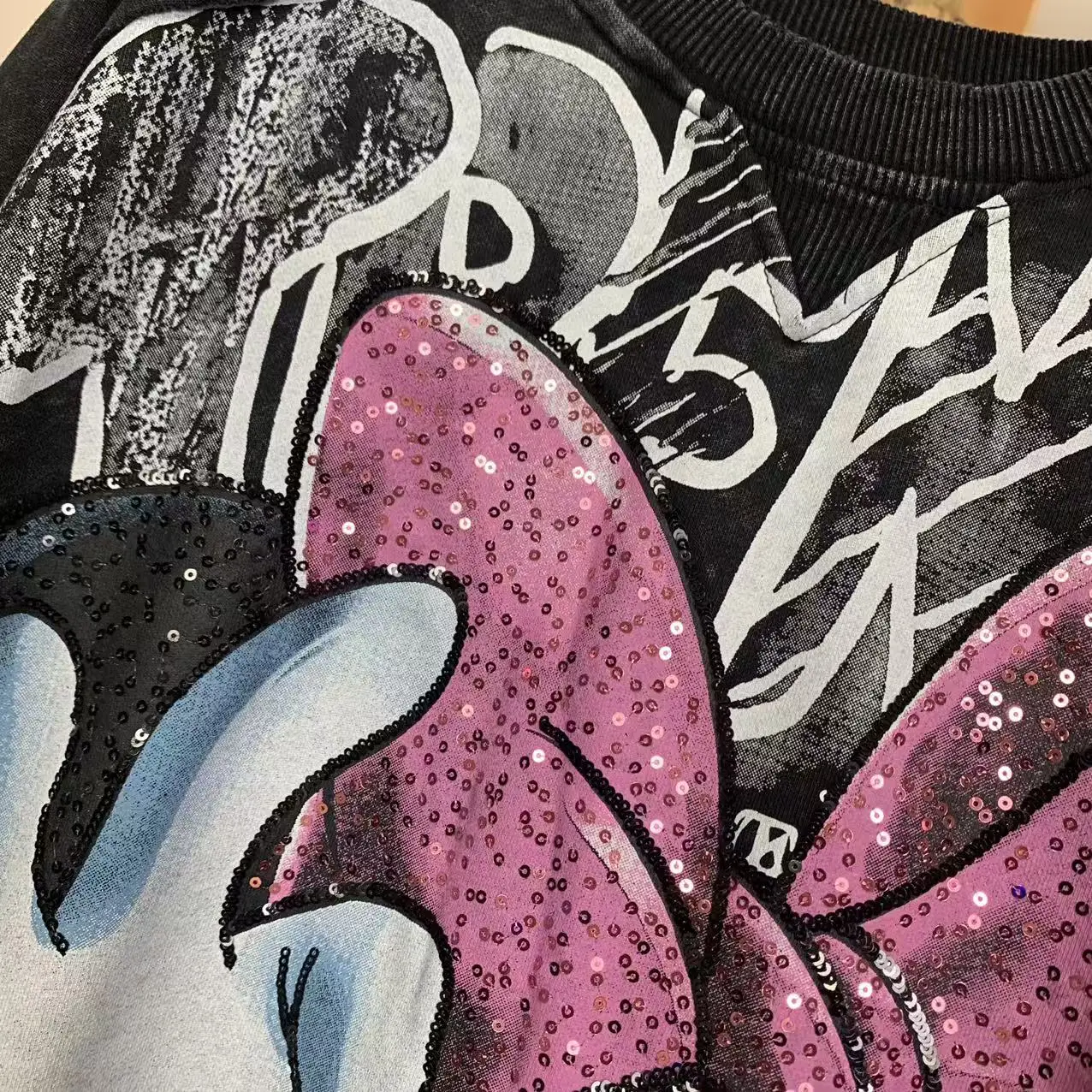 Trendy Marke Herbst Schwere Lose Sonnenbrille Cartoon Große Version Mode Rundhals Langarm Sweatshirt Top für Frauen