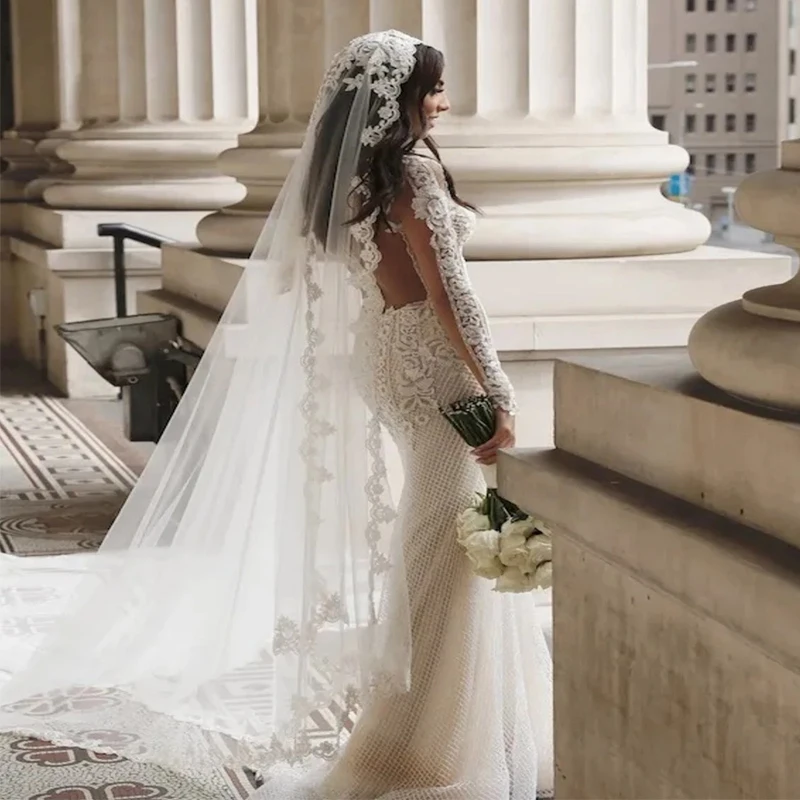 الدانتيل الحجاب الزفاف حجاب الزفاف 1T الحجاب العروس الأنيق مع مشط مخصص