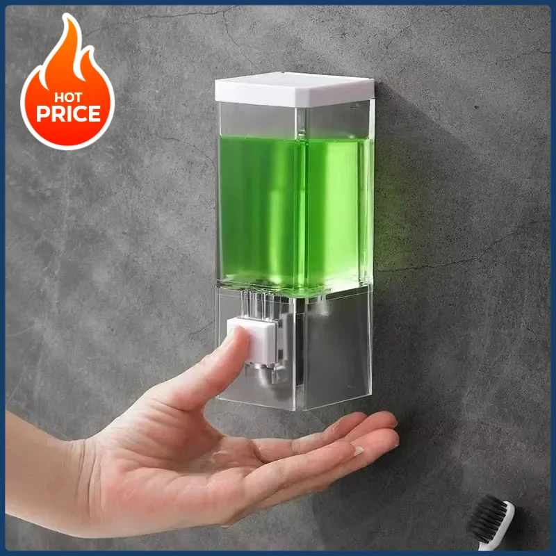 

NEW Non Perforated Manual Press Soap Dispenser Wall Mounted Traceless Disinfectant Bottle Bathroom Transparent Soap Dispenser