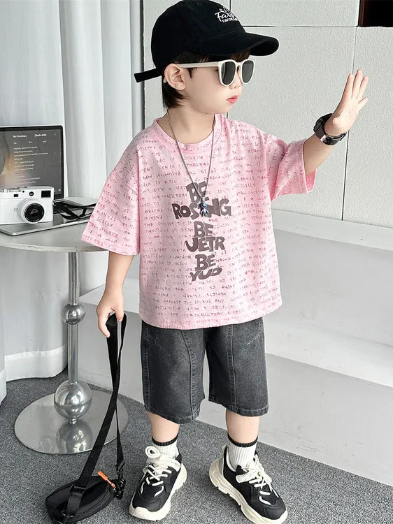 男の子夏半袖スリムフィット服セットベビーボーイズファッショナブルな薄手のショートパンツカジュアルスタイル2点セット対象年齢-8歳