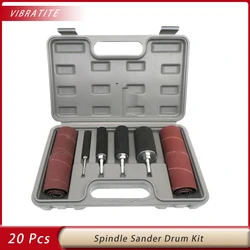 Sanding Drum with Case 20pcs Spindle Sander Drum Kit Rubber Mandrels Sandpaper for Engraving Woodworking Drill Polishing Rotary