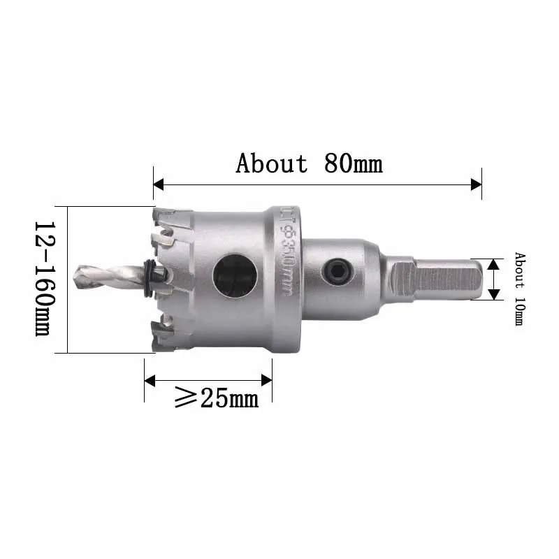 Meikela 12-200mm TCT Core Hole Saw Drill Bit For Metal Stainless Steel Wood Cutting Thick Plates Cutter Drill Tool Carbide Tip