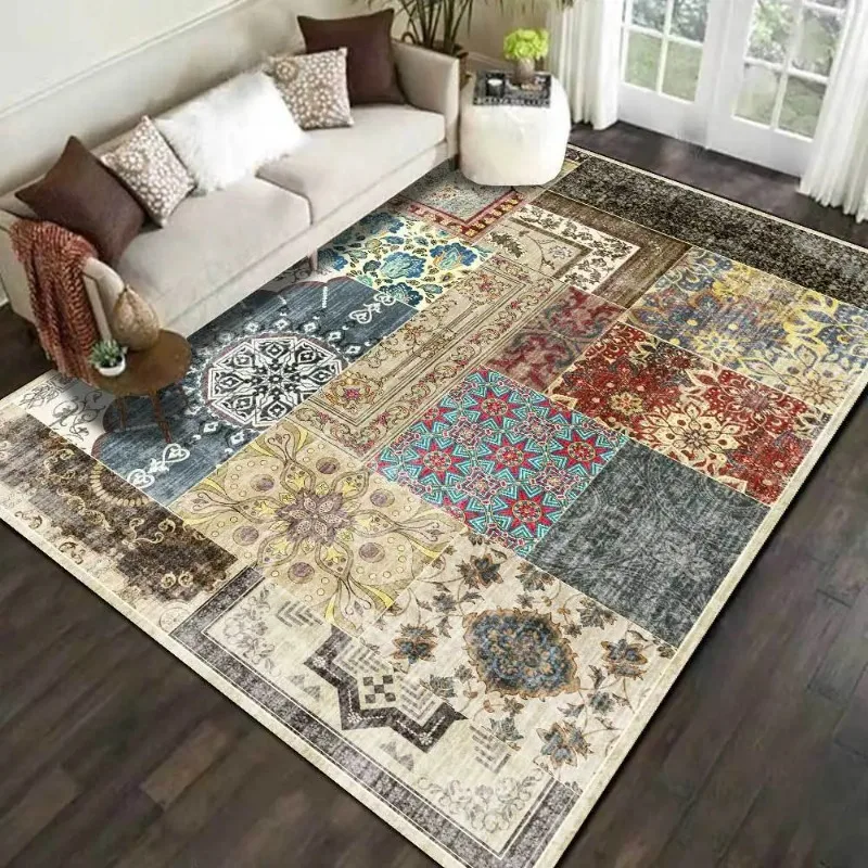 

New American Geometric Flower Mosaic Ethnic Style Living Room Bedroom Bedside Carpet Floor Mat Home Decorative Alfombras