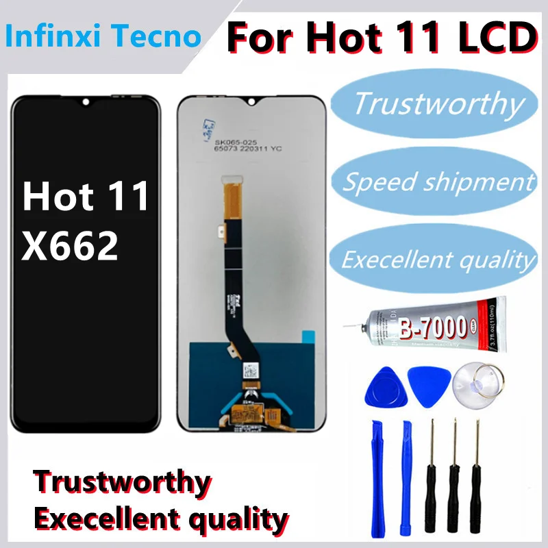 

6.6" Original New For Infinix Hot 11 X662 LCD Display Touch Screen Digitizer Assembly for X662B Repair Replacement Parts