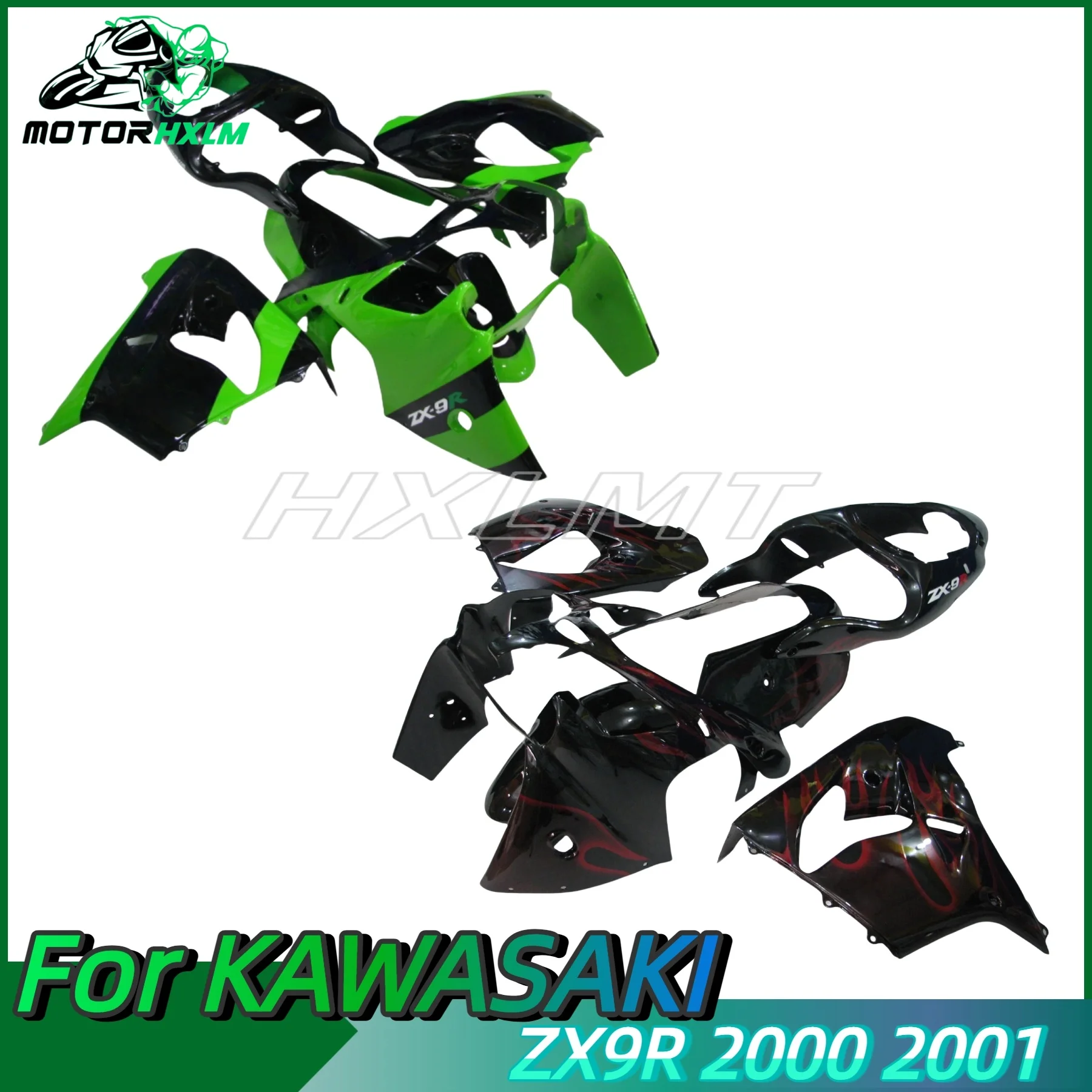 The ABS Motorcycle Fairings for Kawasaki ZX9R 2000 2001 Hight Quality Injection ABS Fairing Bodywork Kit Panel Set ZX 9R 00 01