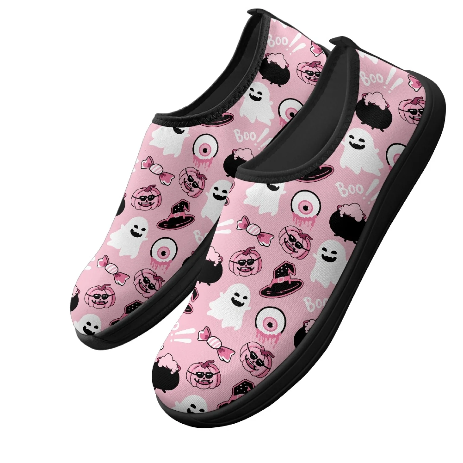 PENSTROLL Ghost Candy Print Barefoot Flats Polyester & EVA Casual Flats Slip On Hiking Shoes for Walking