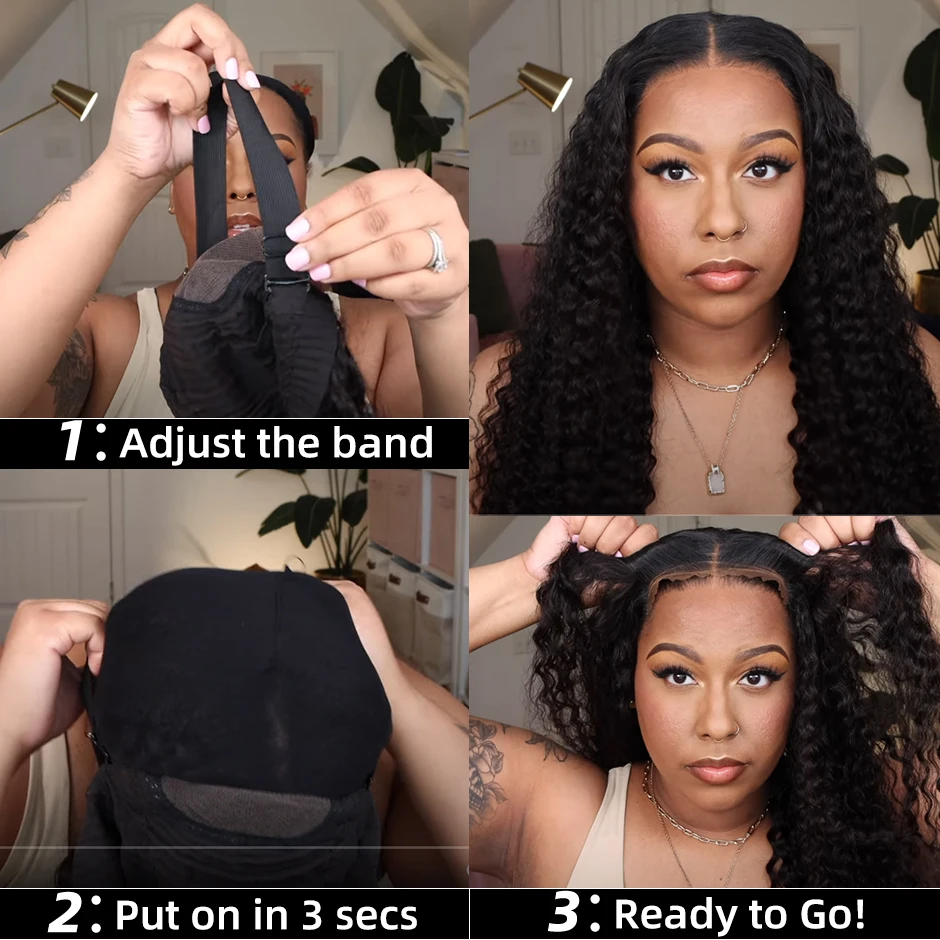 Kinky Curly Lace Front Wig, Peruca de cabelo humano pré-arrancado, Yawwe Wear Go Wig, Glueless, Pronto para ir