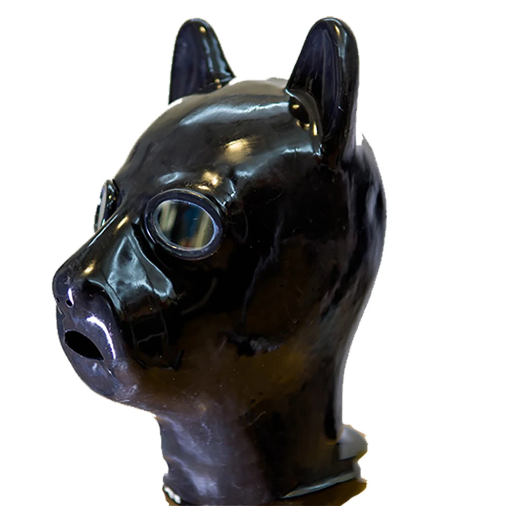 

(DM9188) 100% Natural 1.6mm Latex Hood With Lens Pure Handmade Pup Gear Rubber Slave Mask Slave Fetish Wear