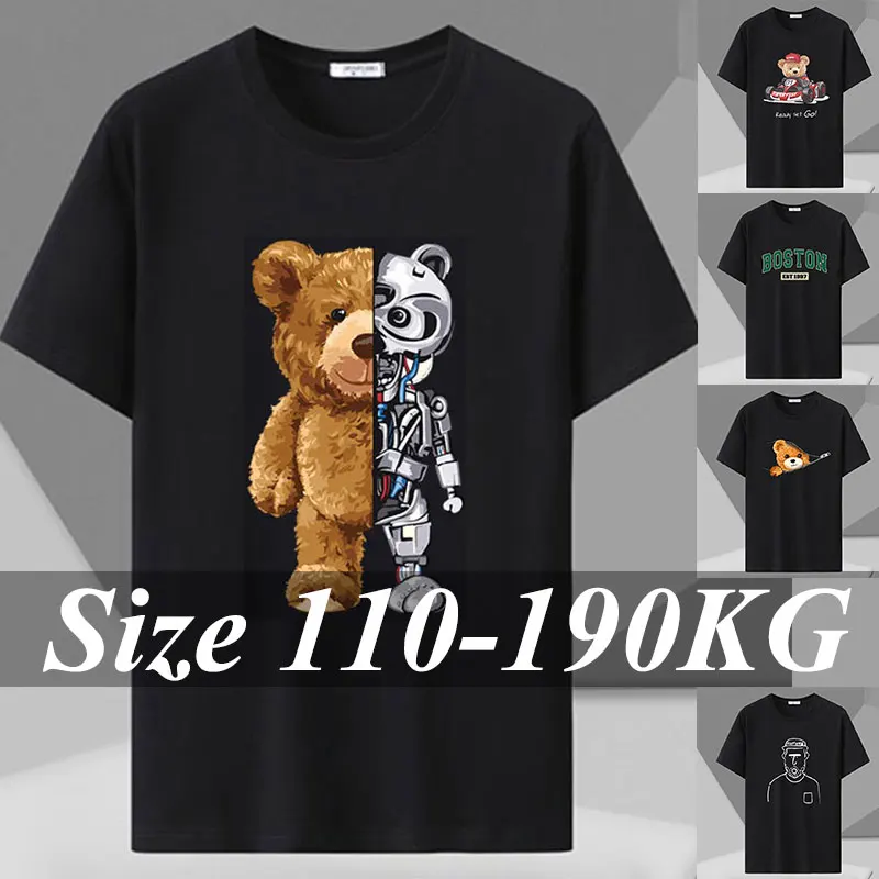 

1XL-7XL Мужская футболка больших размеров, хлопковые черные футболки, летние топы с короткими рукавами, повседневная мужская одежда большого размера для спорта, бега, фитнеса