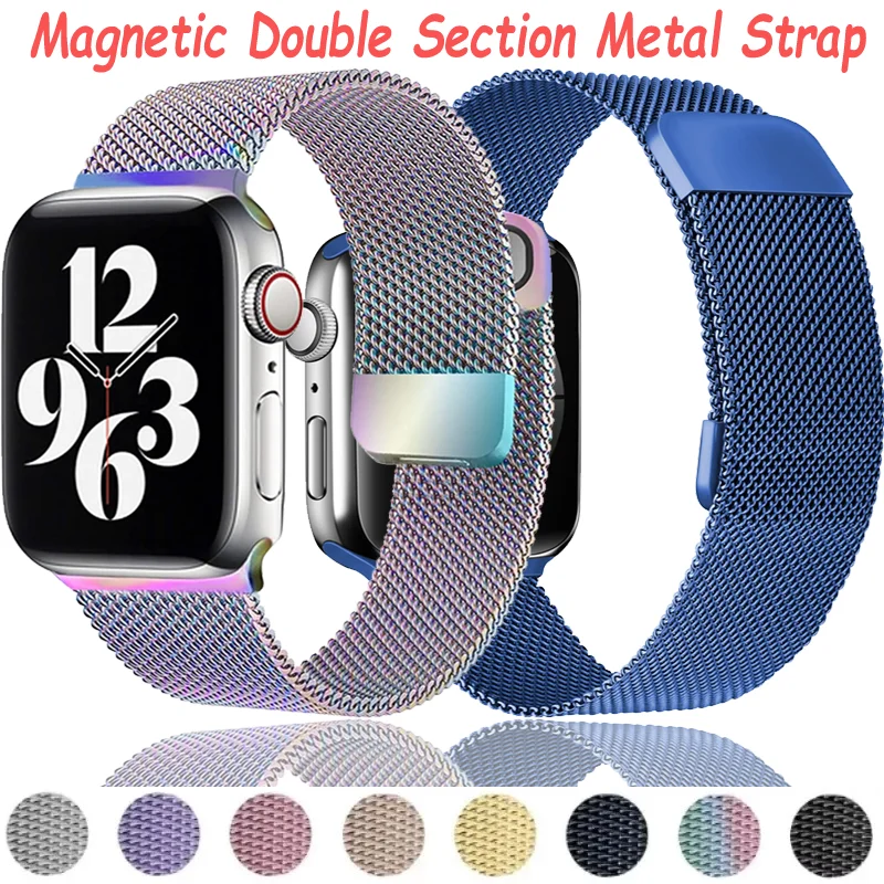 Milanaise-Metallarmband für Apple Watch UItra 2 49 mm 10 9 8 7 6 5 4 Magnetisches Doppelteilband iWatch 42 mm 46 mm 45 mm 44 mm 41/40 mm
