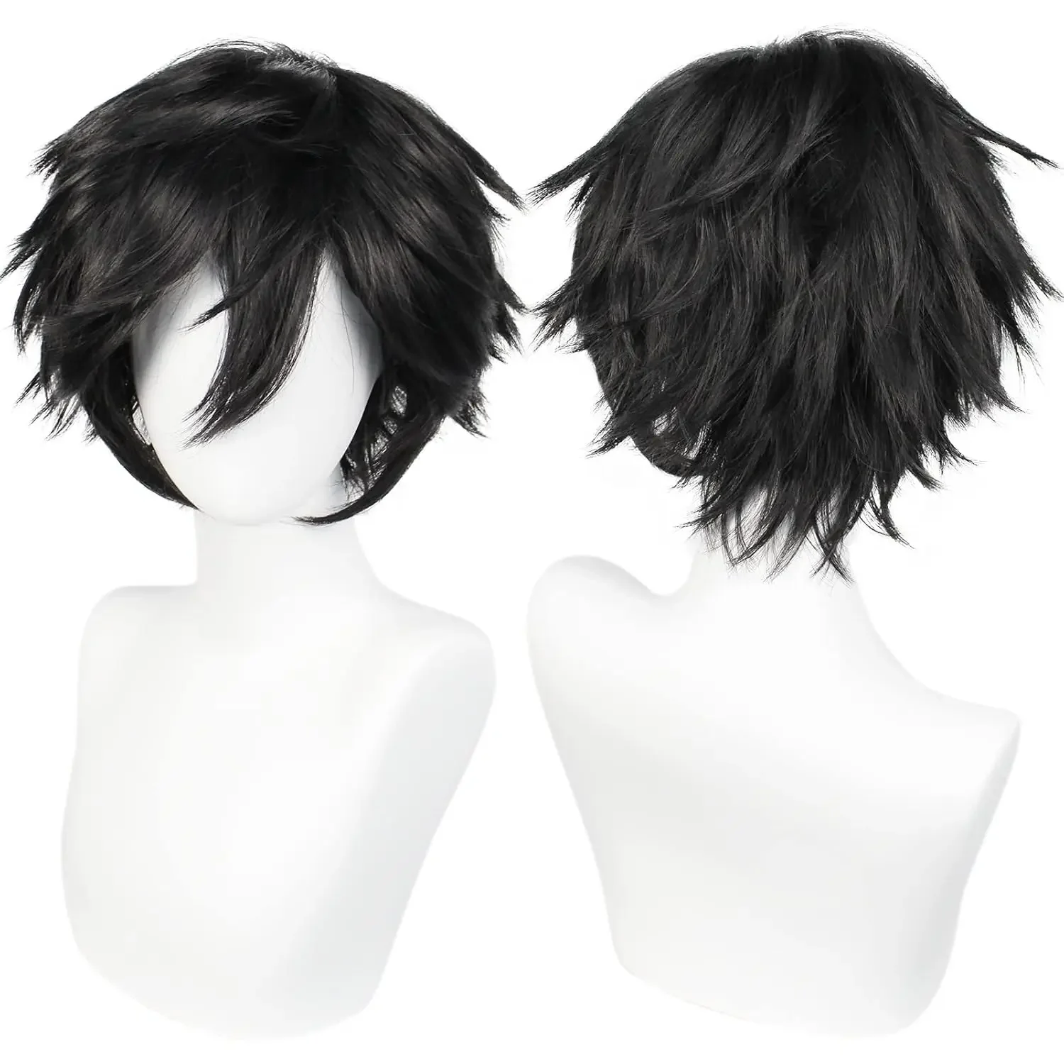 Short Black Men's Cosplay Synthetic Wig for Halloween Christmas Event Costume Party Black Men Wig for Men Women Anime Cosplay