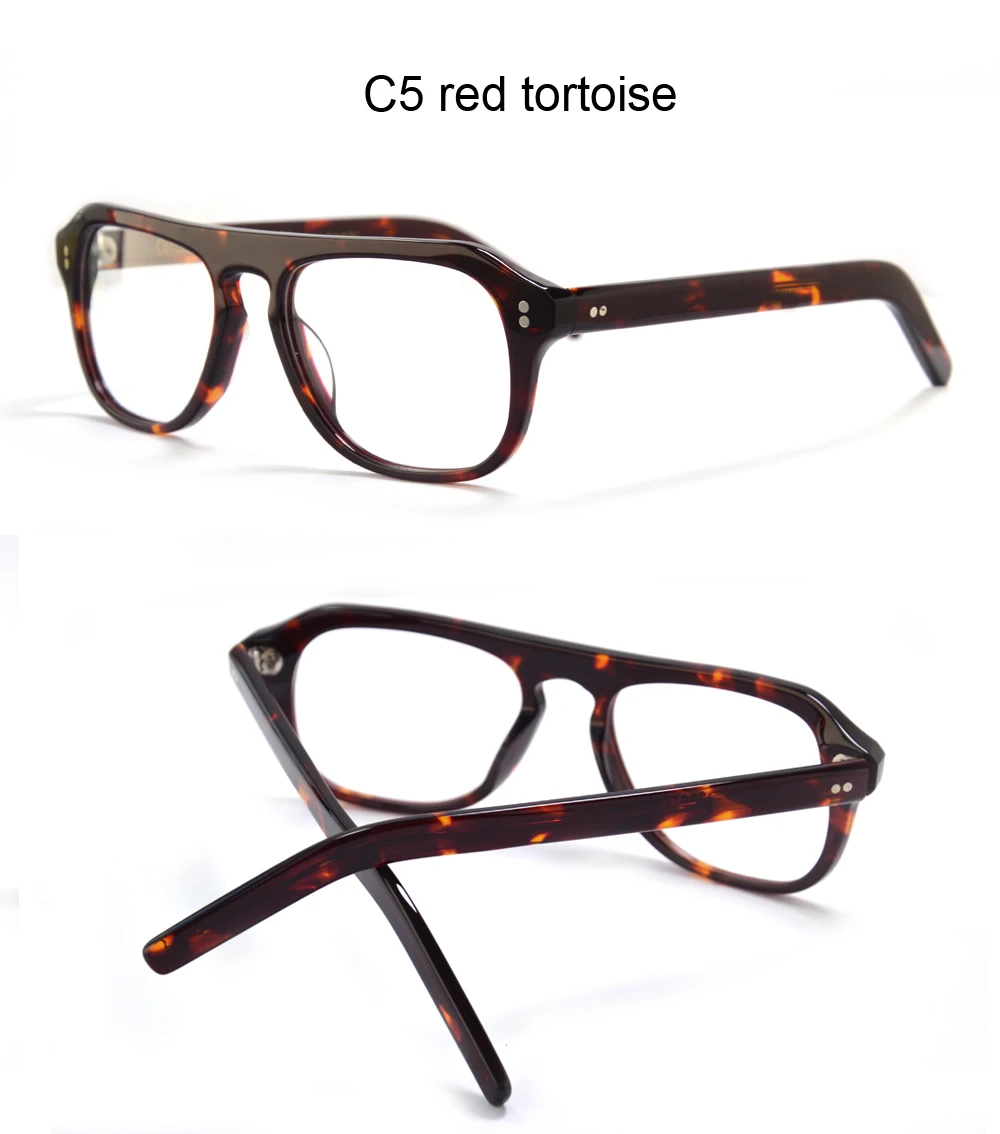 Vintage Piloten-Brillengestell für Herren, Myopie, verschreibungspflichtige Brille, handgefertigt, klassisch, Schlüsselloch-Acetat-Brille, Marineblau – Detail 9