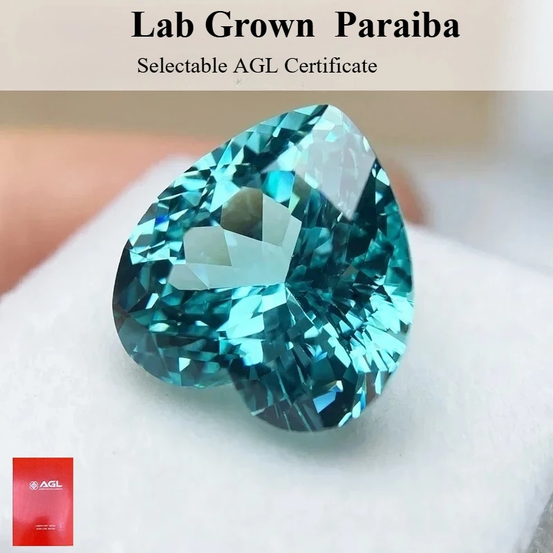 

Lab Grown Sapphire Paraiba Heart-shaped VVS1 Charms Diy Advanced Jewelry Making Materials Selectable AGL Certificate