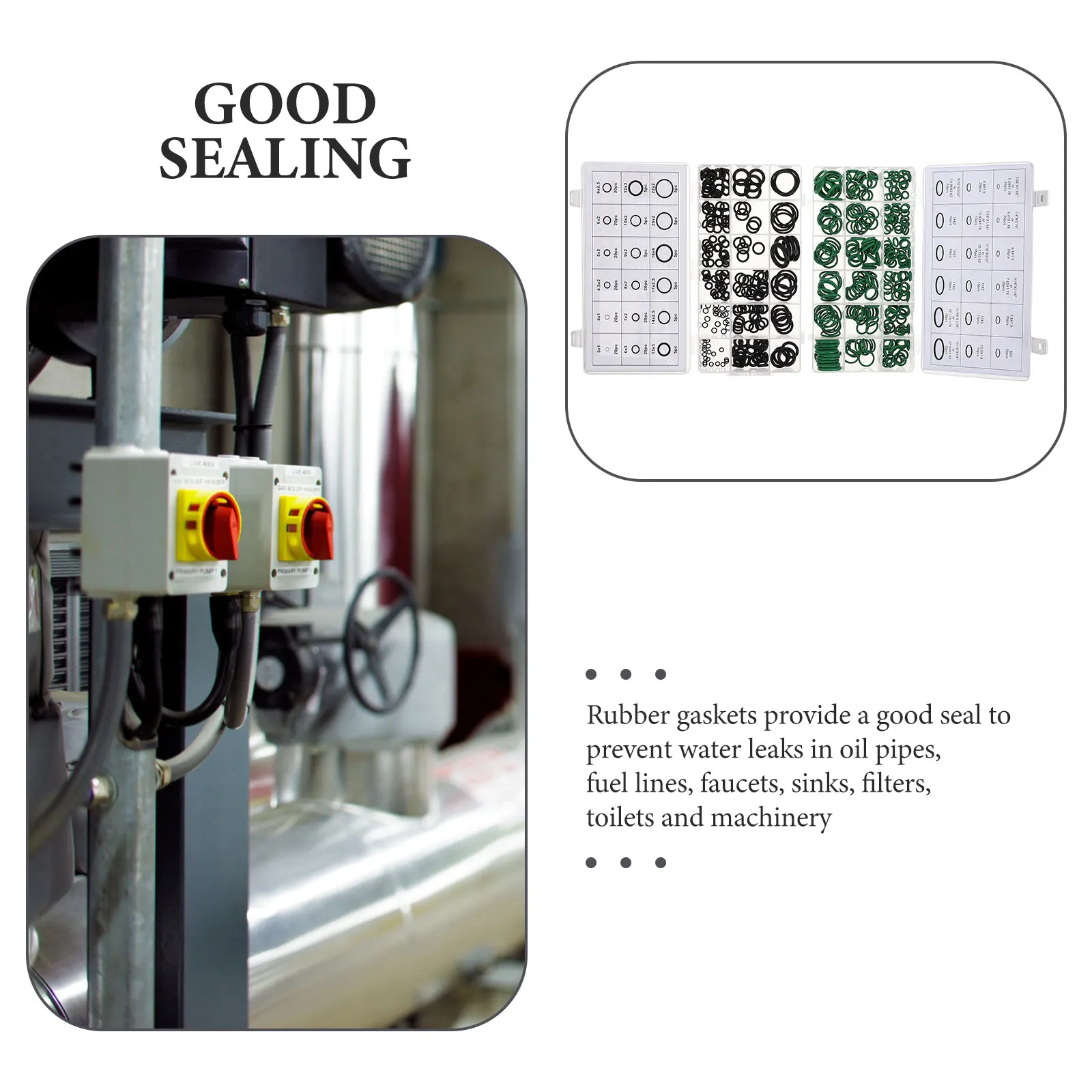 

495pcs Compressor Seal Conditioner O Rings Rubber Kit Flexible Water Oil Resistant Storage Case Multipurpose for Car