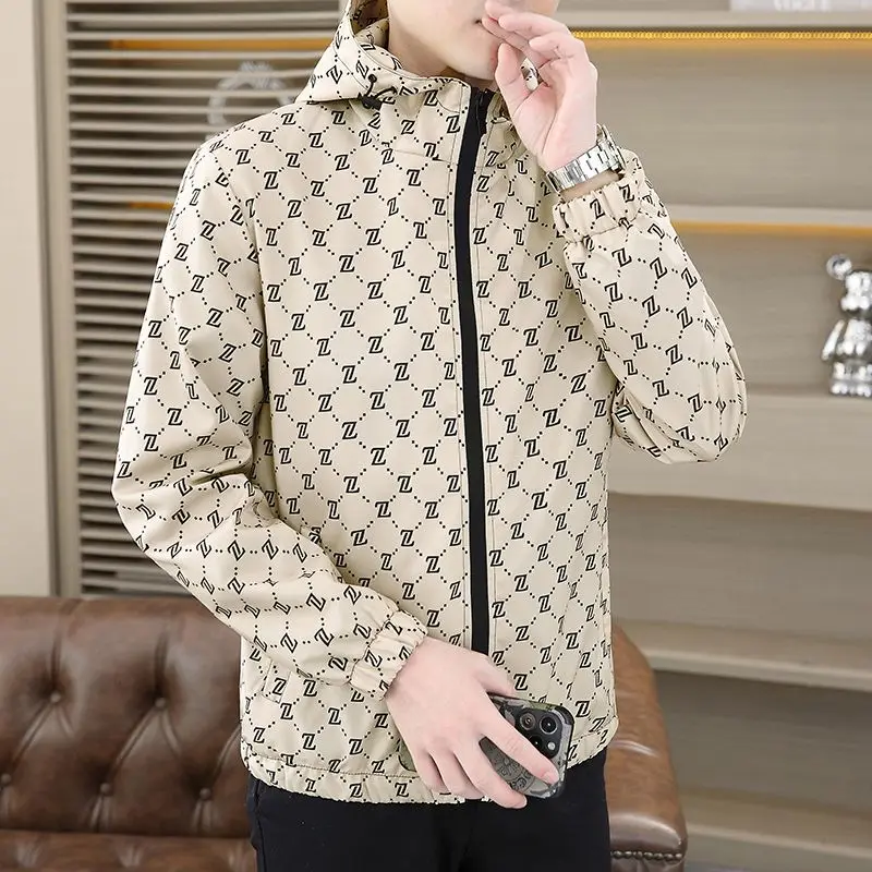 Spring Men's Hooded Youth Jacket Tide Waterproof Jacket Top Men's Jacket Men's
