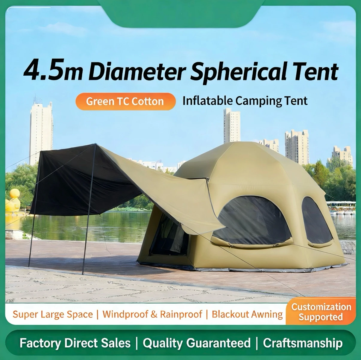 Inflatable Tent 4-6 Person 4-Season Waterproof Spherical Outdoor Camping Tent Oxford Fabric