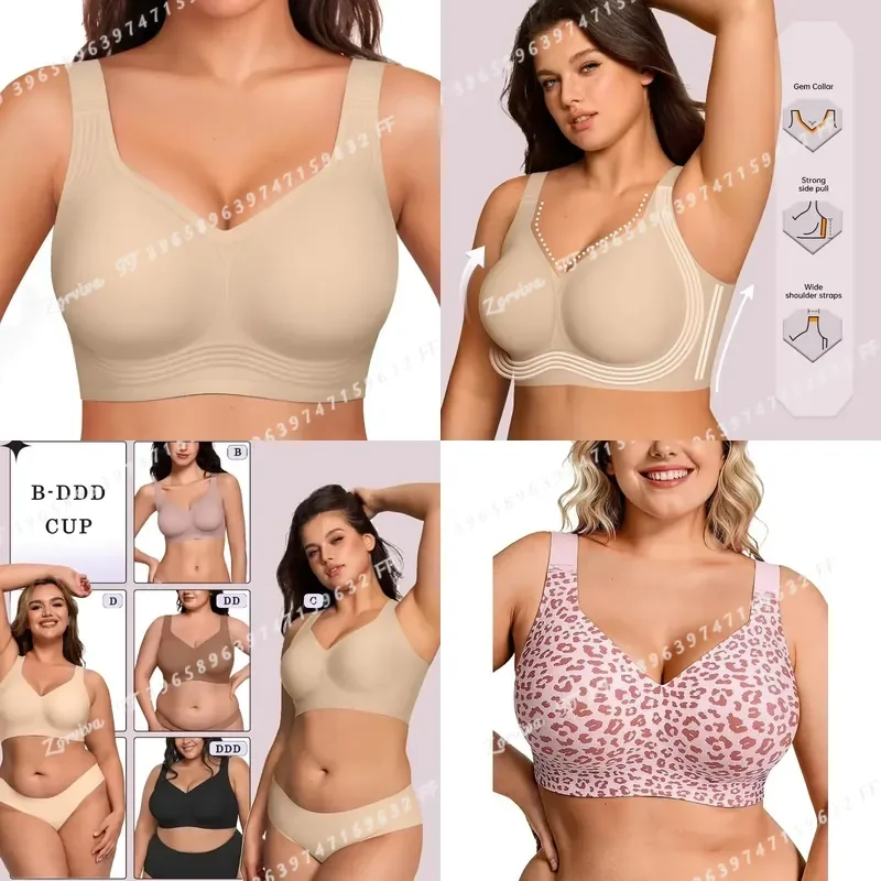 Plus Size Wireless Jelly Bra Women Seamless Supportive Push Up Full Coverage No Underwire Comfort Tshirt Bras S-5XL Everyday