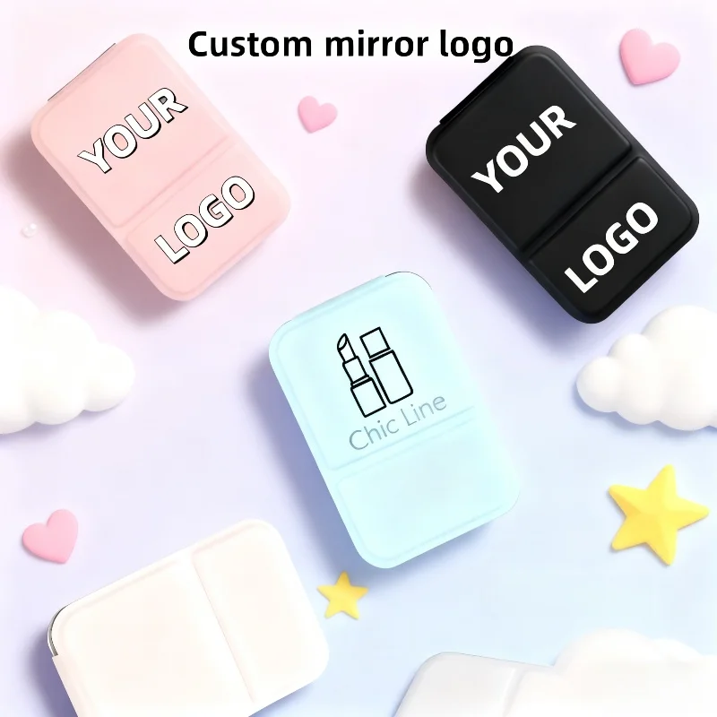 【Logo Custom】50Pcs Customized Multi Color Portable Square Folding Mirror, Meeting The Wholesale Demand of Mirrors