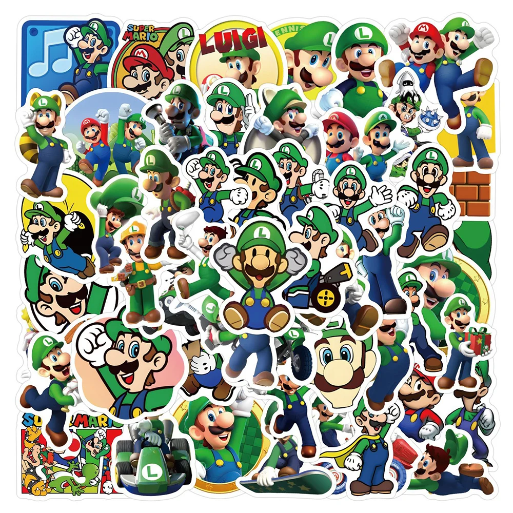 10/30/60pcs Game Super Mario Luigi Cartoon Stickers Decals Waterproof Graffiti Phone Case Laptop Car Kids DIY Sticker Packs