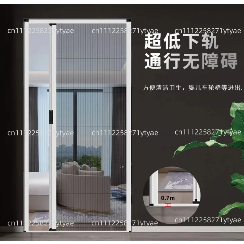 Trackless Retractable Screen Door Aluminum Frame Pleated Mosquito Mesh Sliding Fly Net